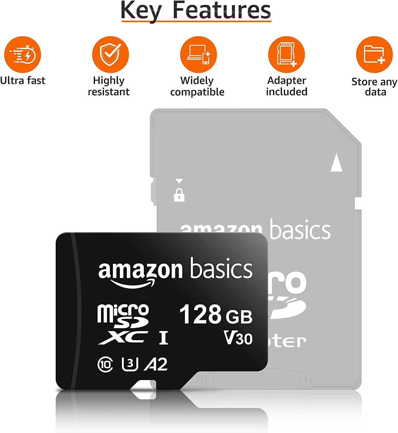 Amazon Basics microSDXC 128GB Memory Card