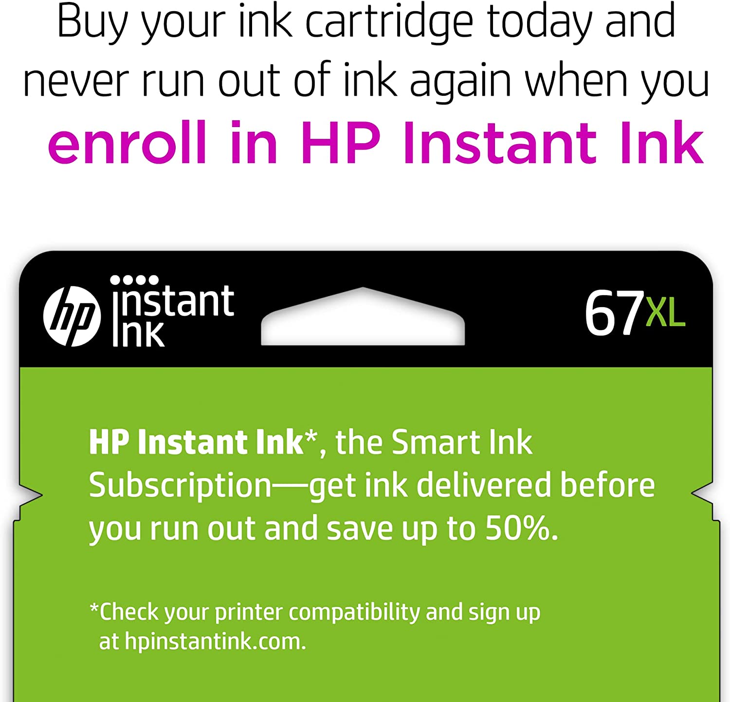 HP 67XL Black High-yield Ink Cartridge.