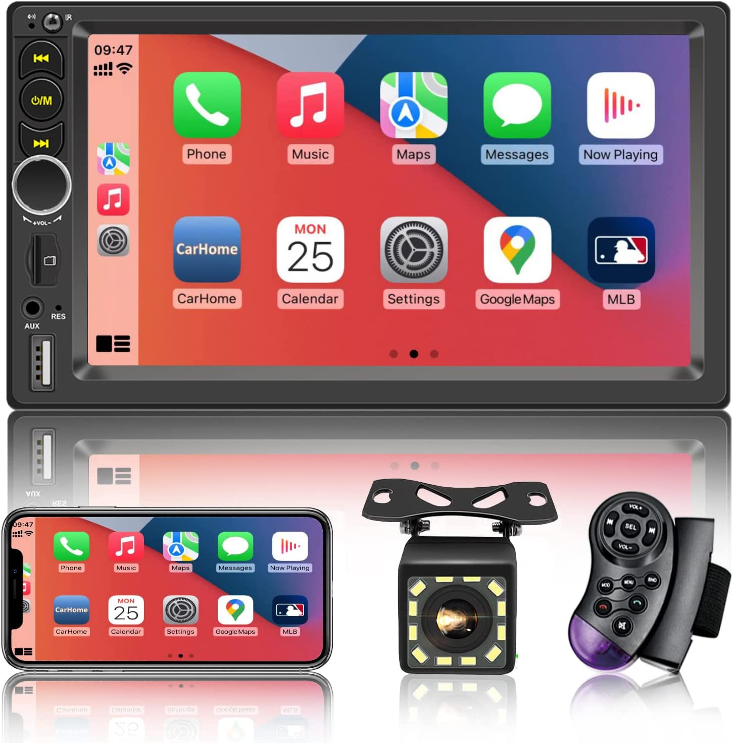 Unleash Your Ride with the 7” Double Din Car Stereo: Apple Carplay, GPS Navigation and More!