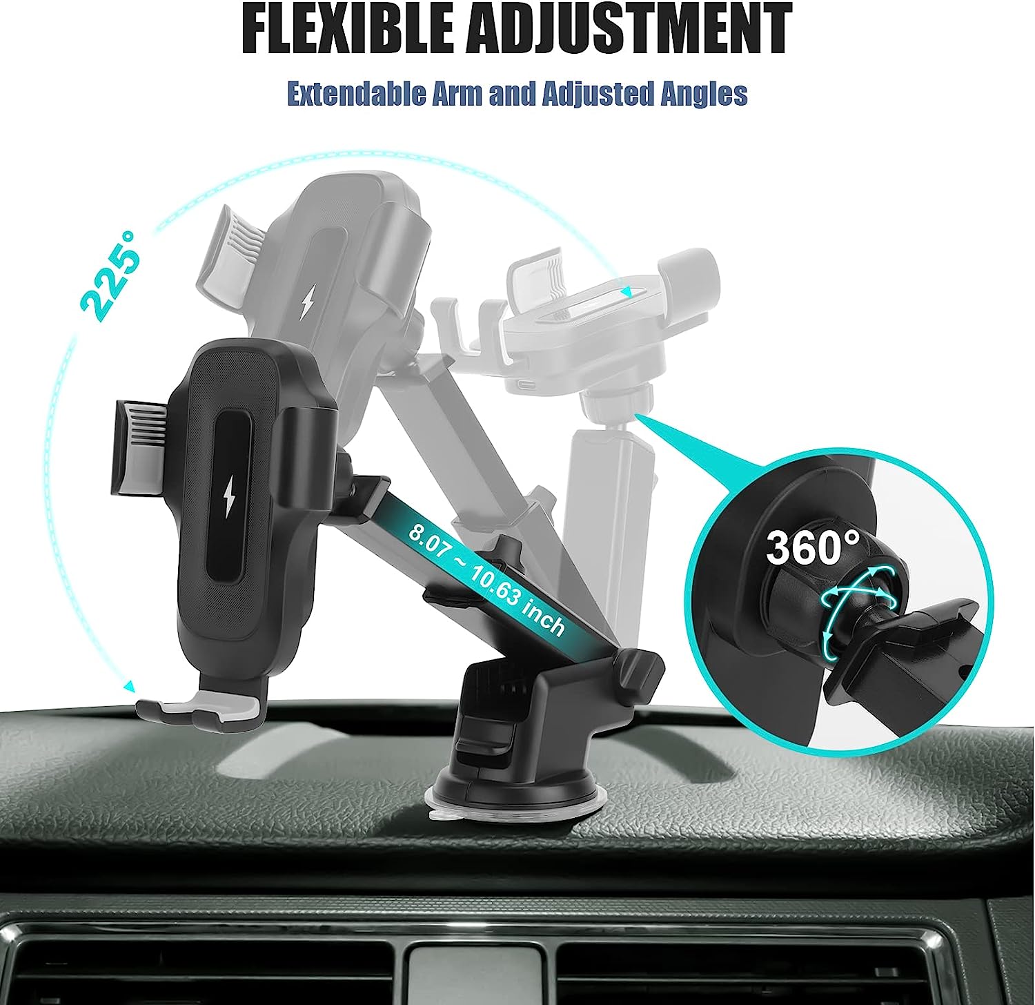 Amlink 15W Fast Charging Wireless Car Charger Mount