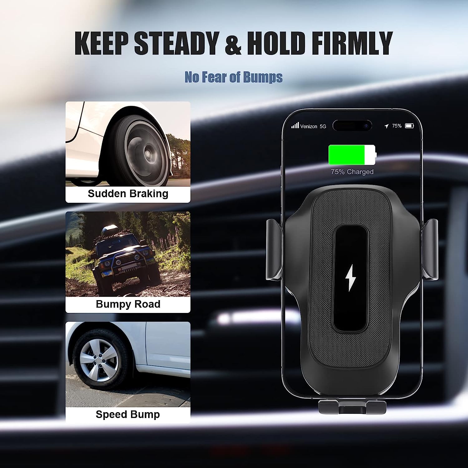 Amlink 15W Fast Charging Wireless Car Charger Mount Introduction