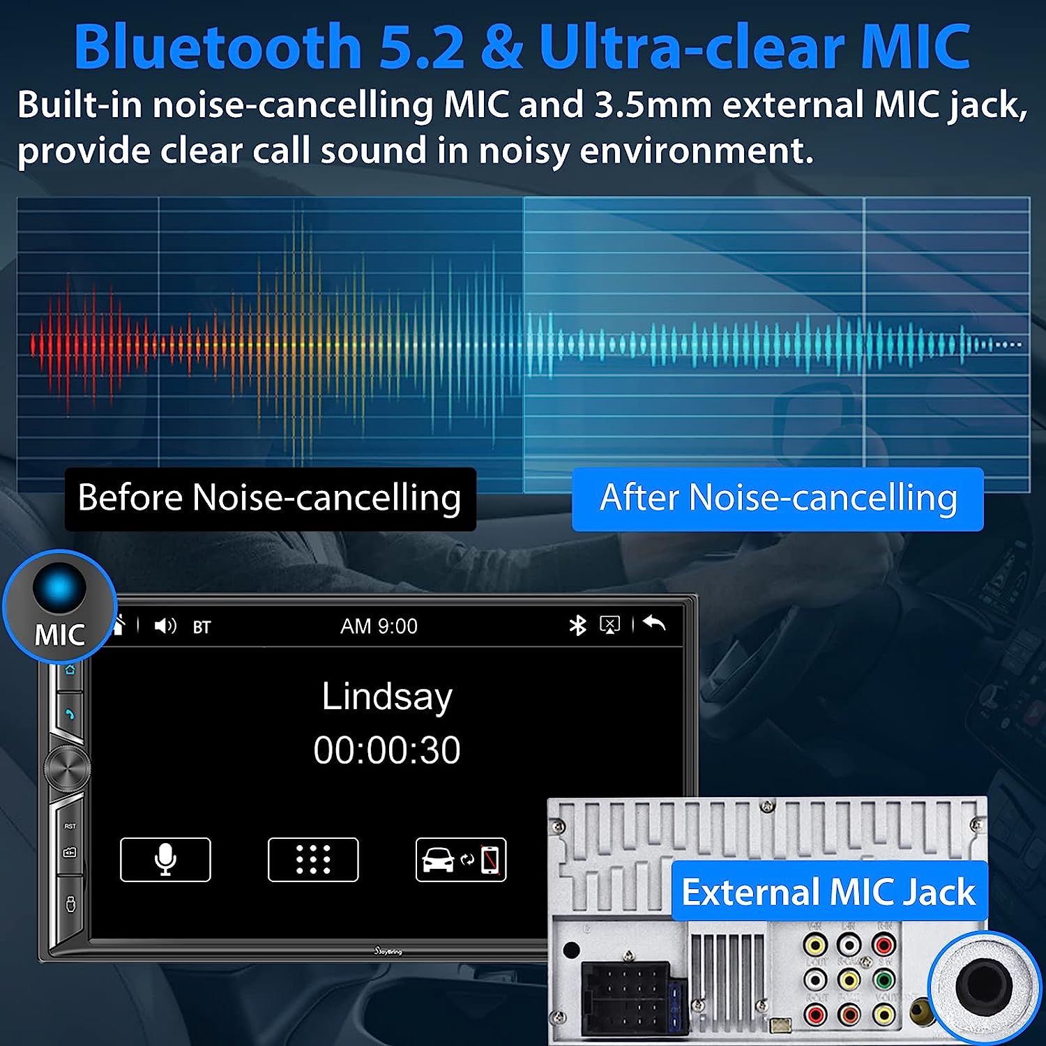 Double Din Car Stereo with Voice Control CarPlay