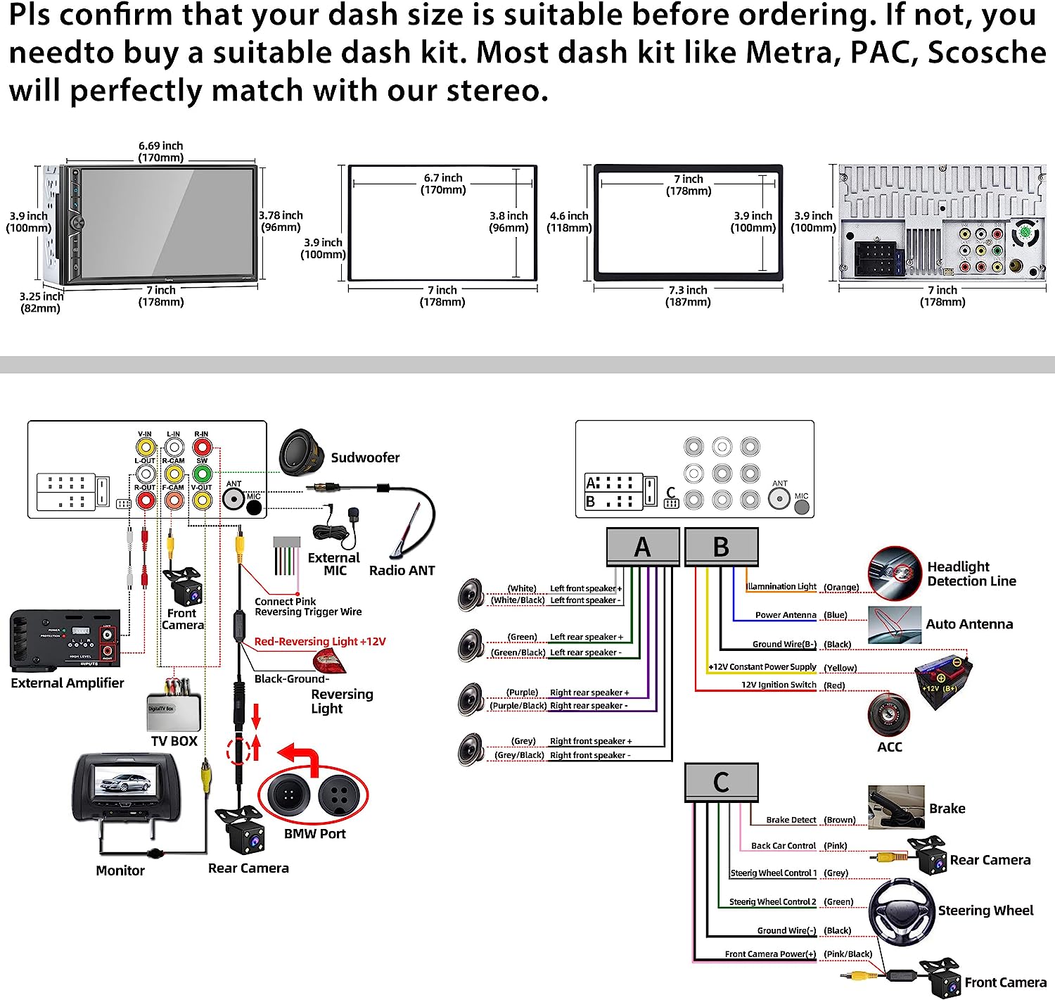 Double Din Car Stereo with Voice Control CarPlay