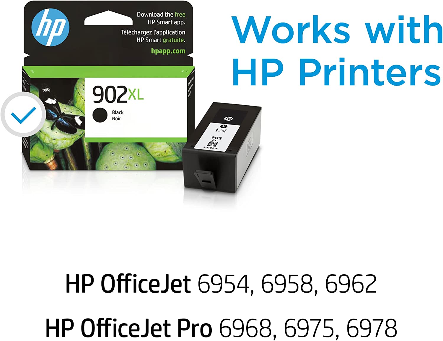 HP 902XL Black High-yield Ink Cartridge.