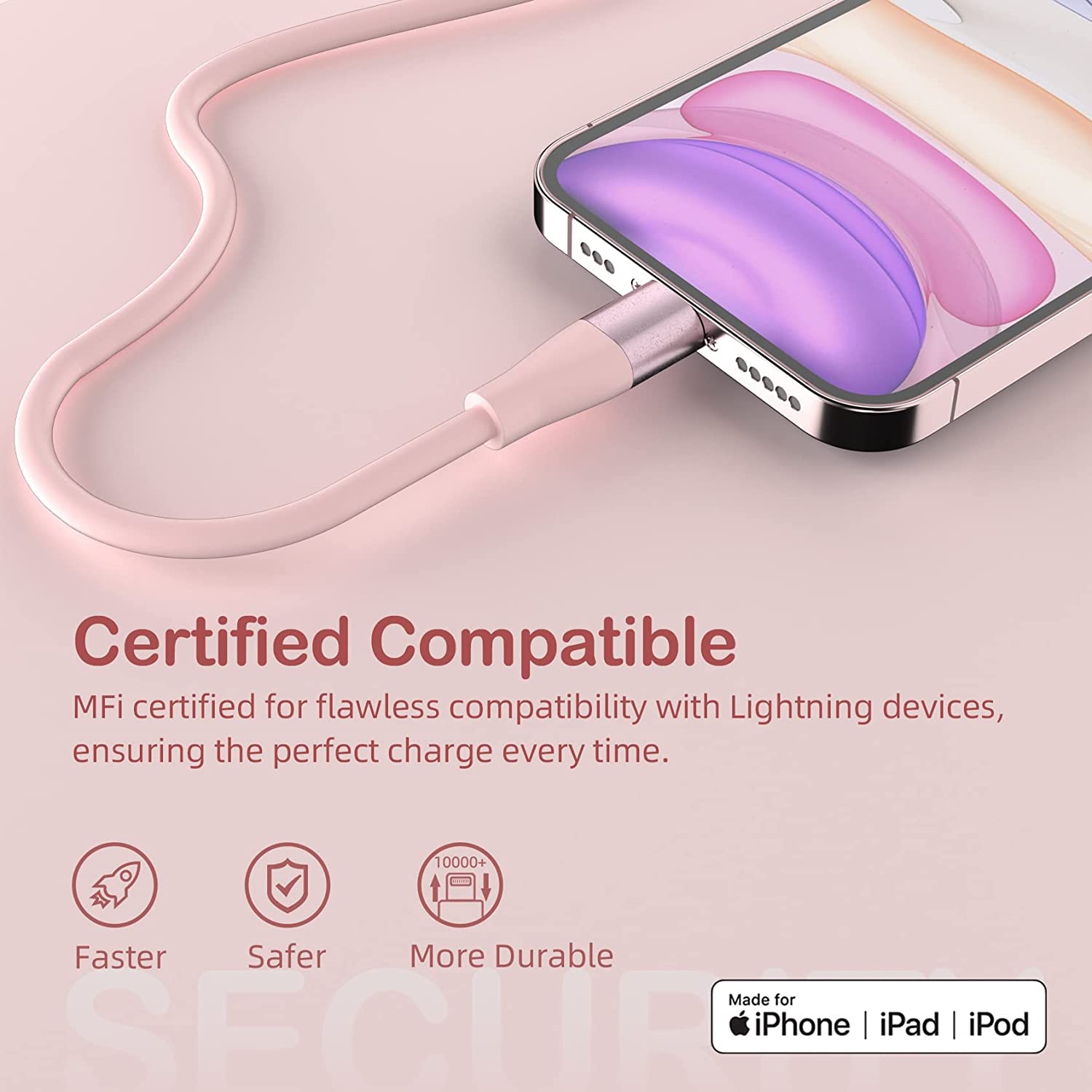 iPhone Charger, Apple MFi Certified, Lightning Cable.