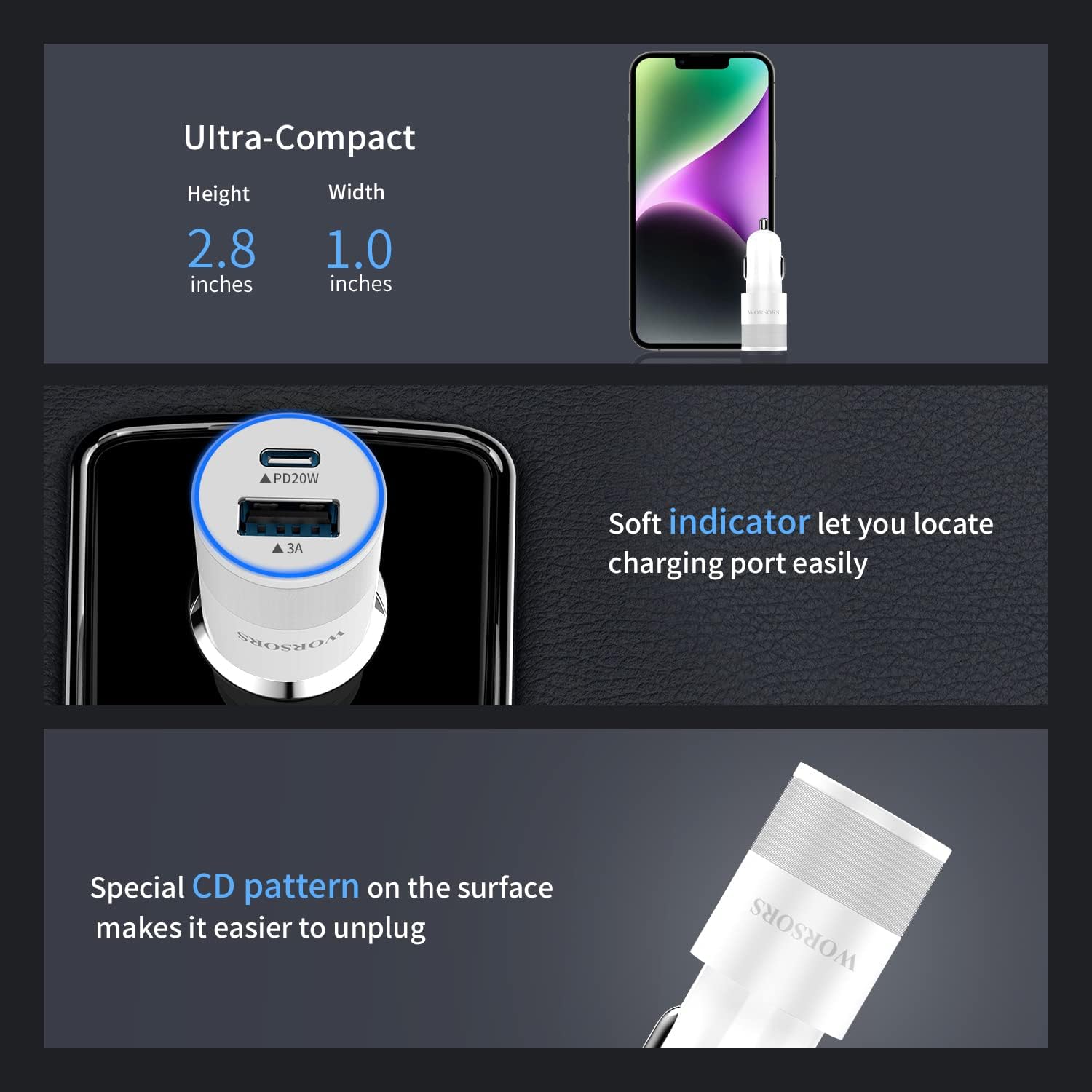 35W USB C Fast Car Charger for iPhone