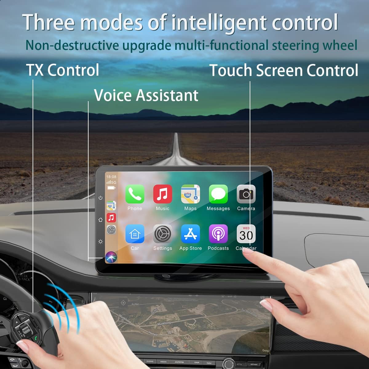 2023 9"IPS Portable Wireless Carplay and Android Auto