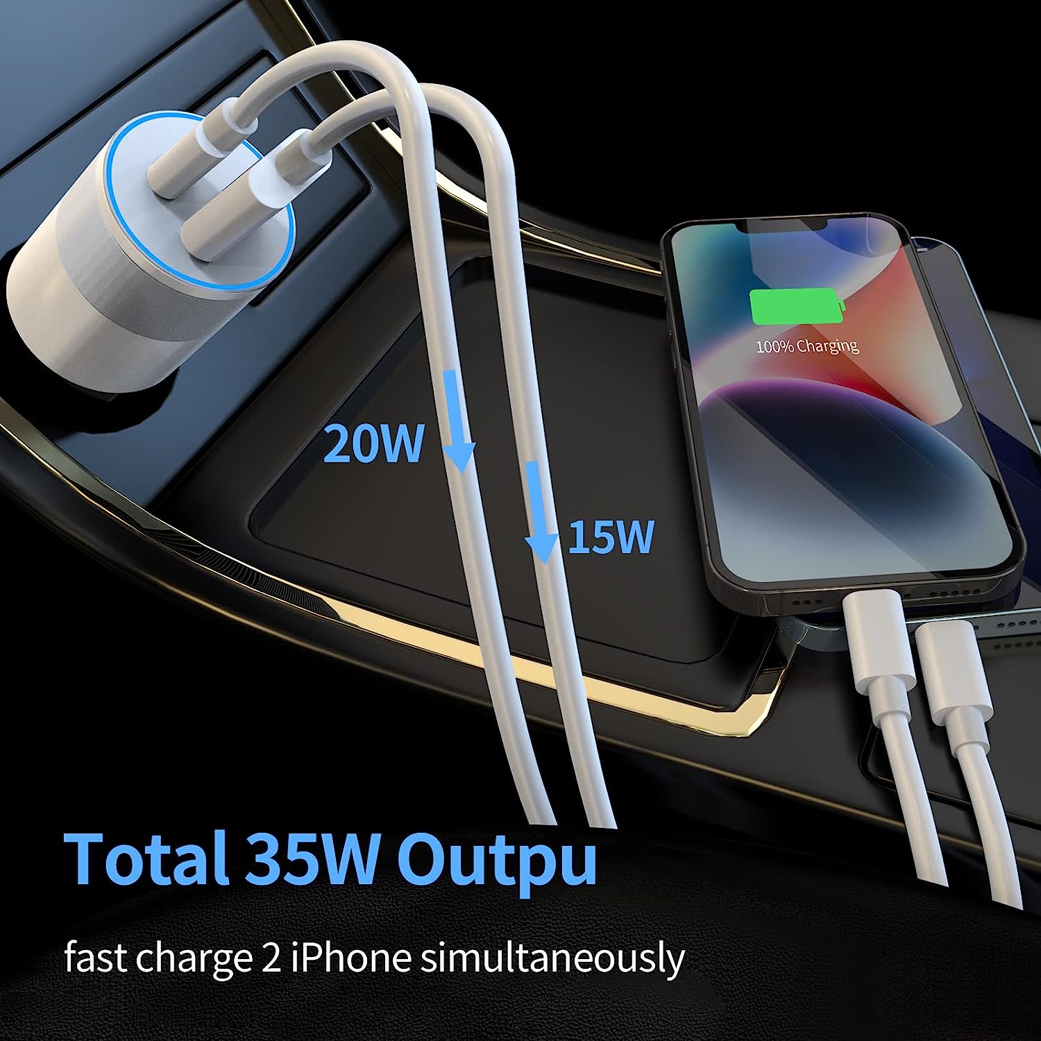 35W USB C Fast Car Charger for iPhone