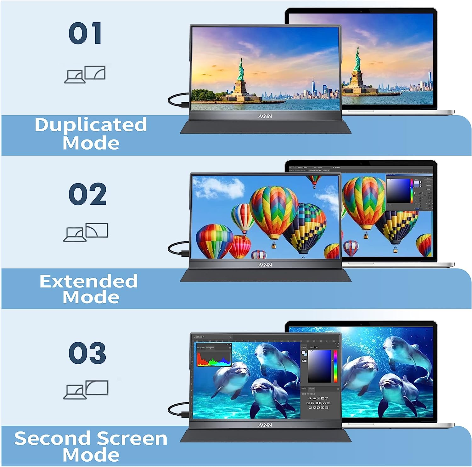 MNN Portable Monitor 15.6inch FHD 1080P