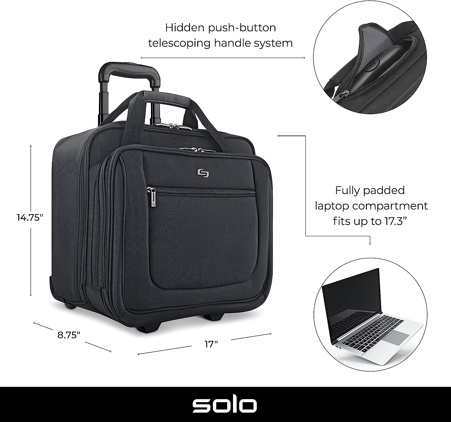 Solo Bryant Rolling Laptop Bag