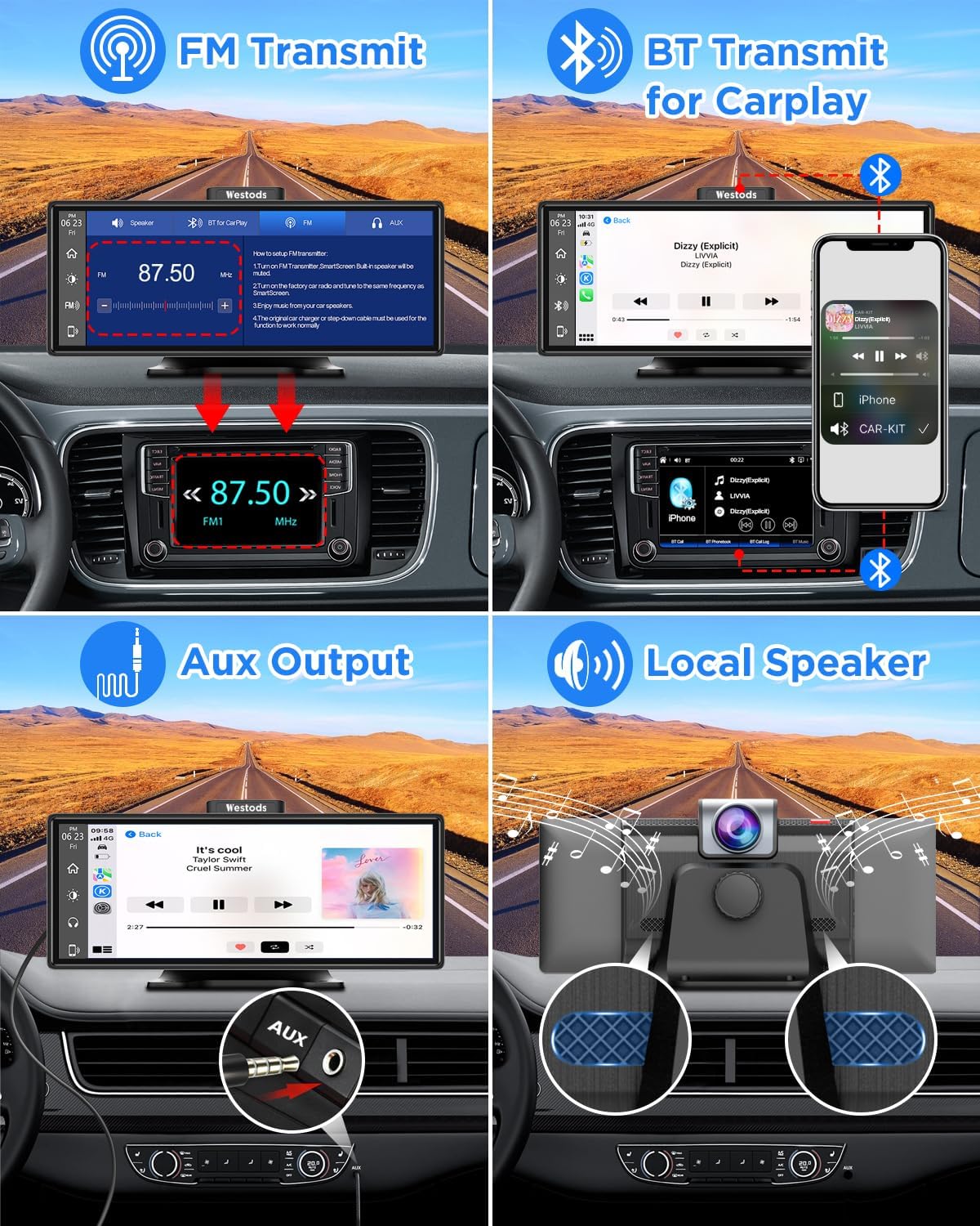 Westods 10.26" Wireless Carplay & Android Auto